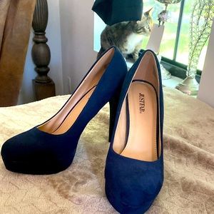 Suede Dark Blue Heels